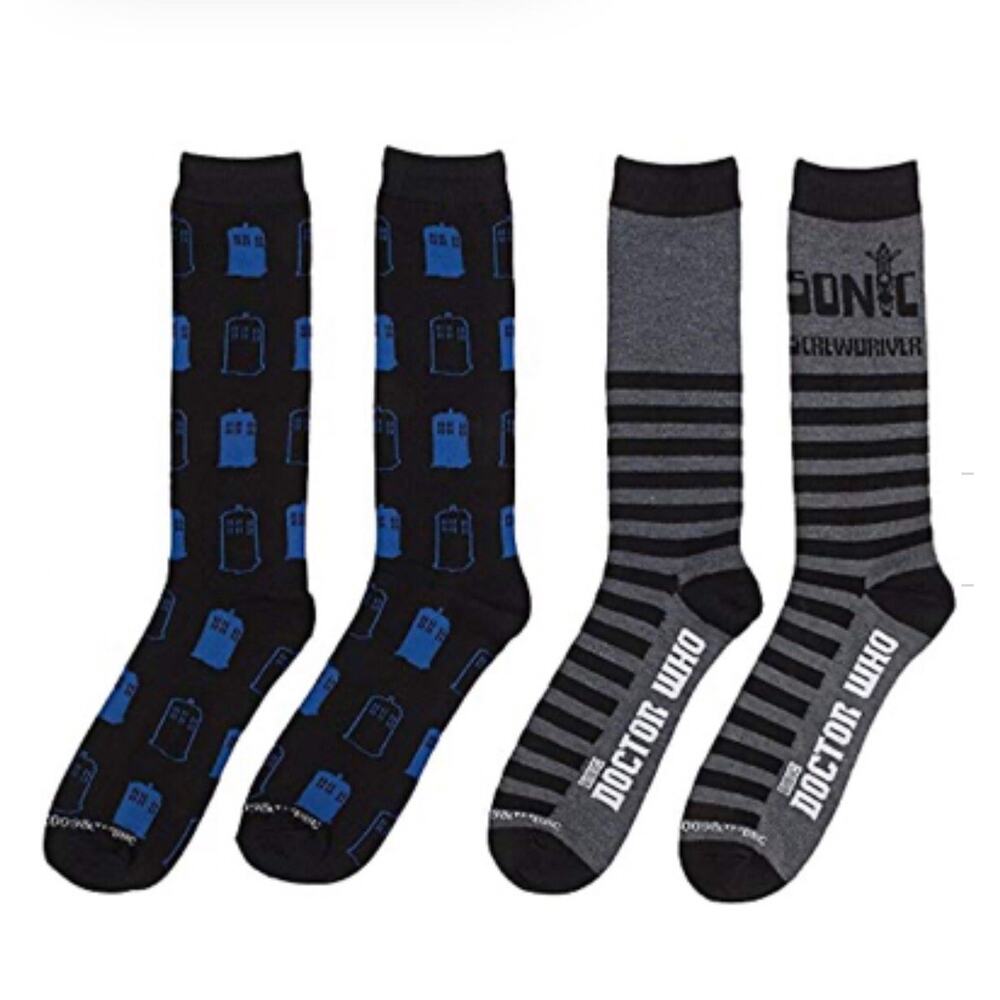 BBC DOCTOR WHO SOCKS (Pack of 2) Adult Unisex 9-13 Shoe Size, Brand NEW